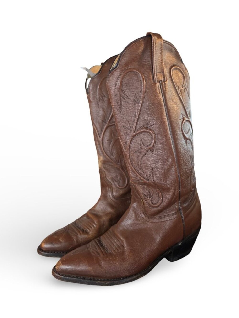 Vintage Dan Post Brown Leather Cowboy Boots Men's 8.5 M Style 2242 Western